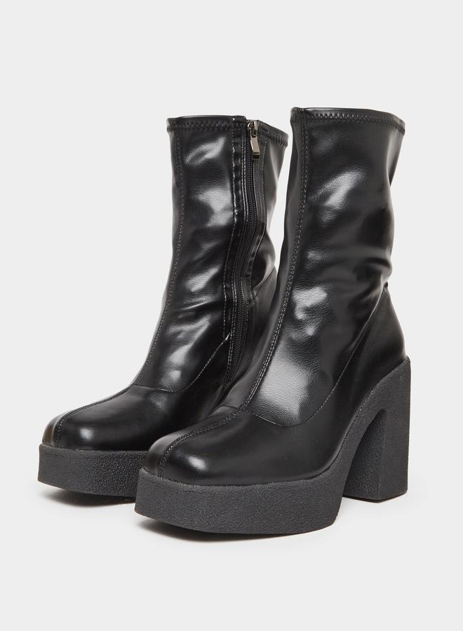 Styli Mid Calf Platform Heel Boots - Image 3